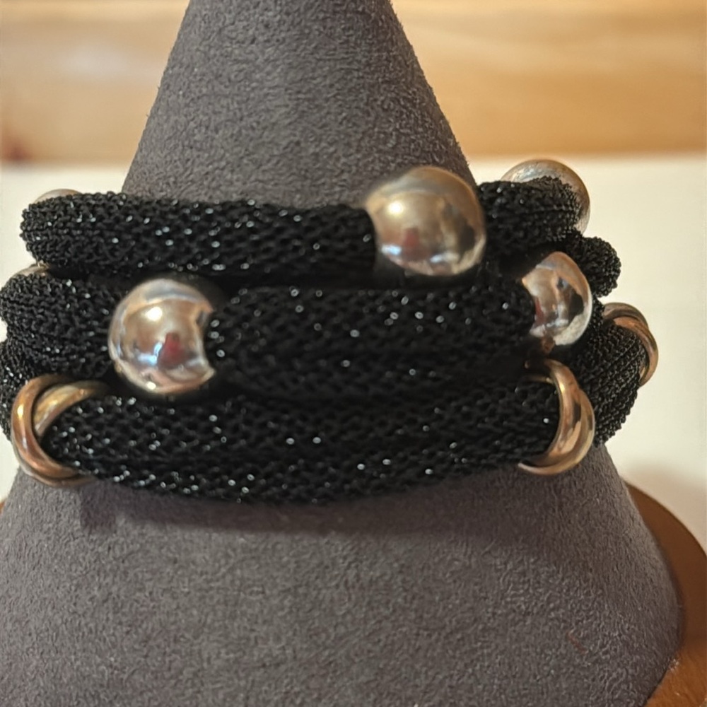 Adami & Martucci Set of 3 Black Mesh and SS Bracelets